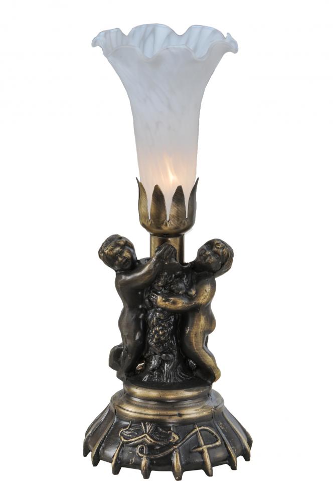 13&#34; High White Tiffany Pond Lily Twin Cherub Accent Lamp