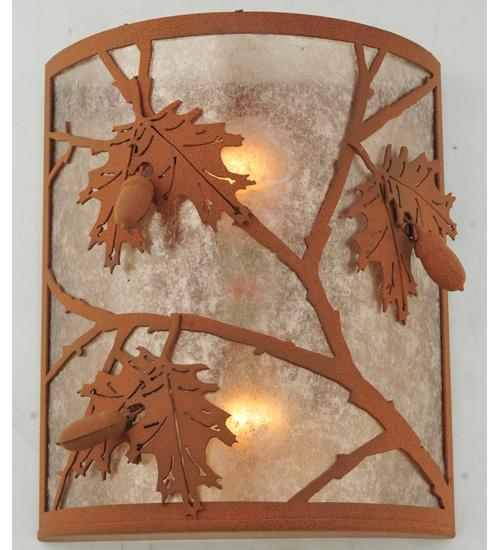 10&#34; Wide Oak Leaf & Acorn Wall Sconce