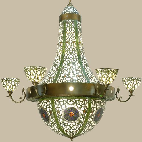 72&#34;W Grand Tulip Medallion 6 Arm Chandelier