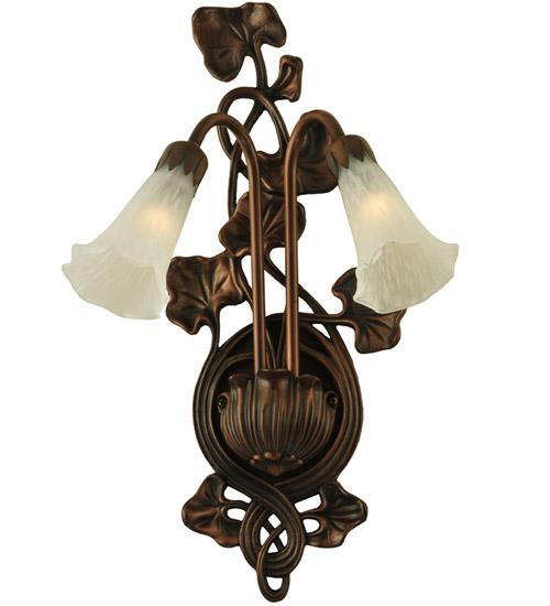 11&#34;W White Pond Lily 2 LT Wall Sconce