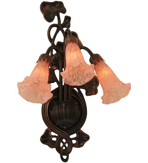 10.5&#34;W Pink Pond Lily 3 LT Wall Sconce