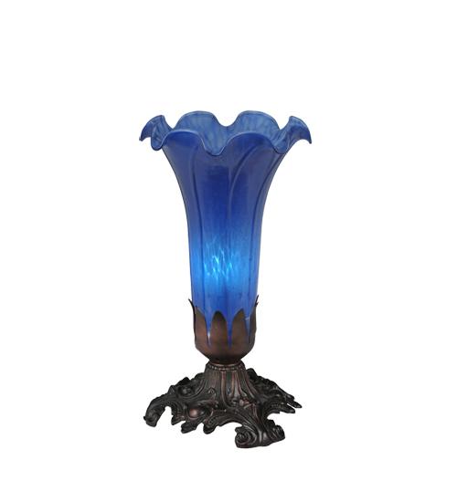 8&#34; High Blue Tiffany Pond Lily Victorian Accent Lamp