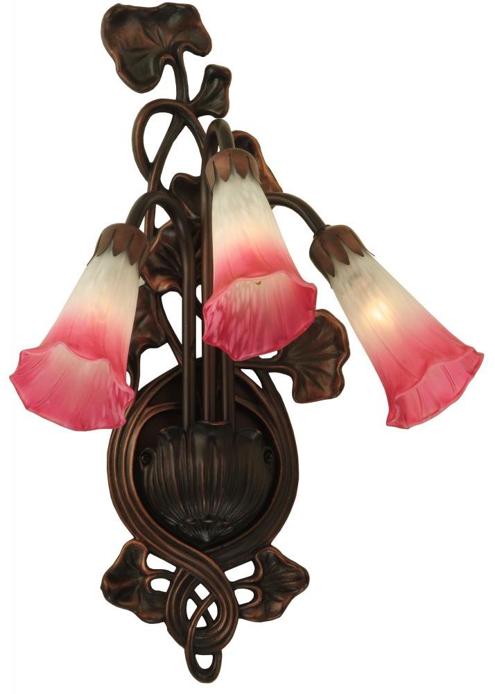 10.5&#34;W Pink/White Pond Lily 3 LT Wall Sconce