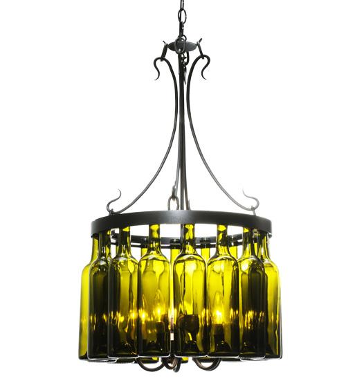 19&#34;W Tuscan Vineyard Villa 16 Wine Bottle Chandelier