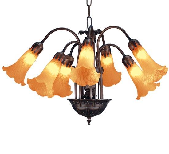 20&#34;W Amber Pond Lily 7 LT Chandelier