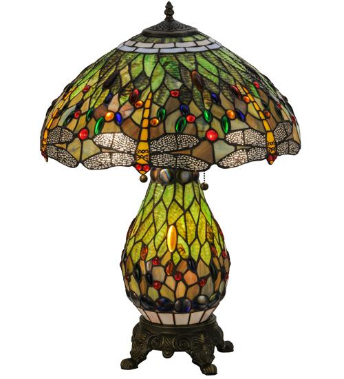 25&#34;H Tiffany Hanginghead Dragonfly Lighted Base Table Lamp