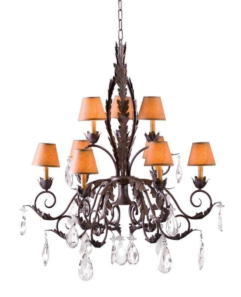 36&#34; Wide Country French 10 Light Two Tier Chandelier