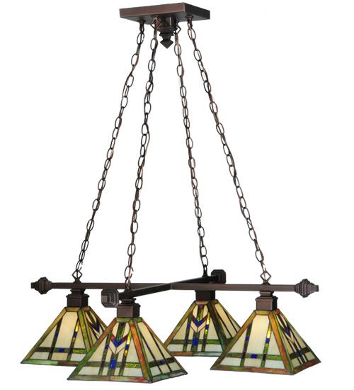 36&#34; Square Prairie Wheat 4 Light Chandelier