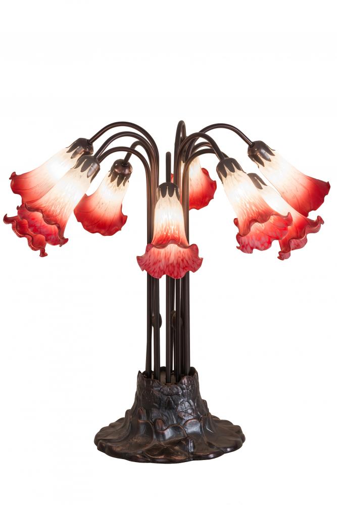 22&#34;H Pink/White Pond Lily 10 LT Table Lamp