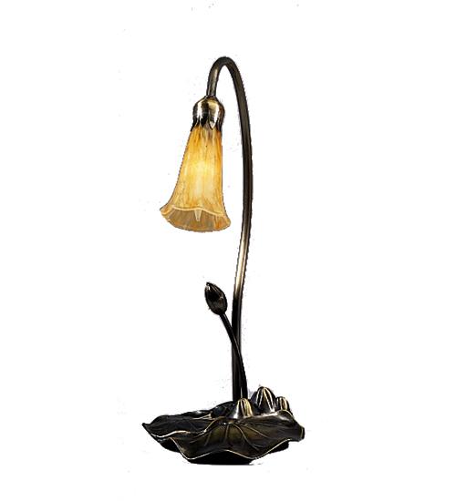 16&#34; High Amber Pond Lily Accent Lamp