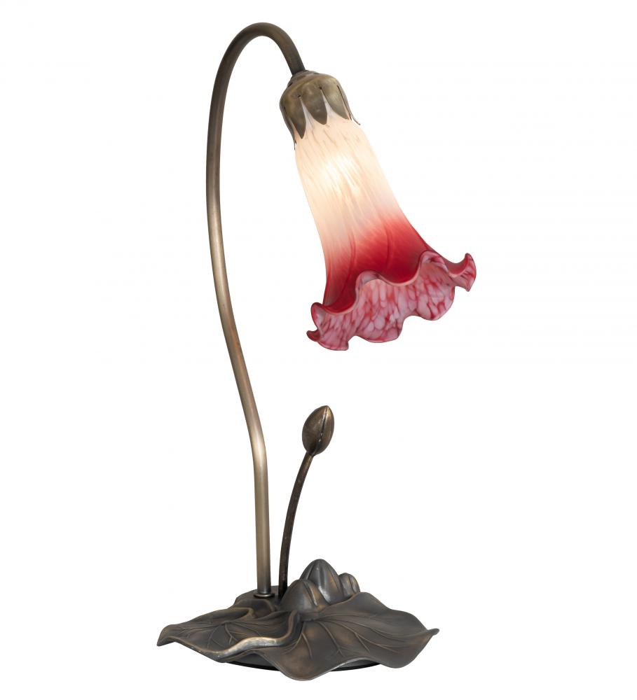 16&#34; High Pink/White Tiffany Pond Lily Accent Lamp