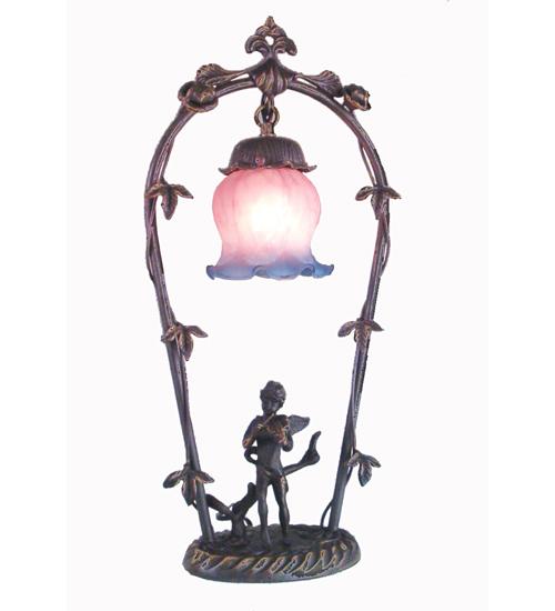 19&#34; High Pink/Blue Cherub With Violin Mini Lamp