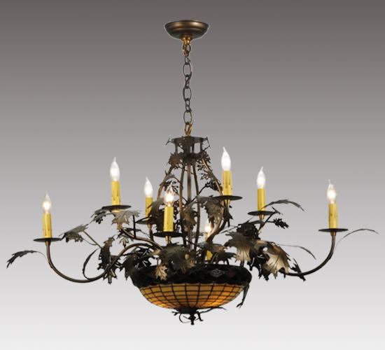 42&#34; Wide Greenbriar Oak 8 Arm Chandelier