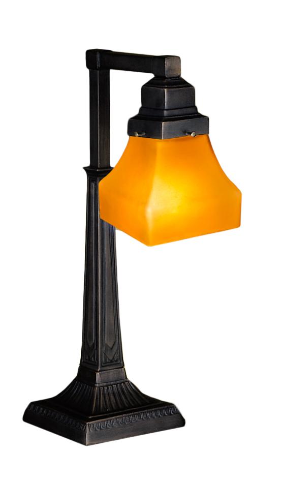 20&#34; High Bungalow Frosted Amber Desk Lamp