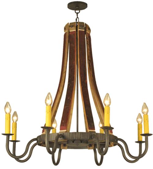 44&#34;W Barrel Stave Madera 8 LT Chandelier