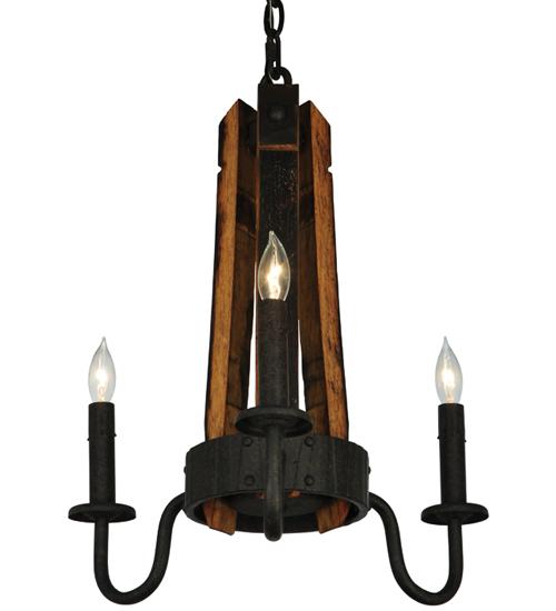 17&#34; Wide Barrel Stave Madera 3 Light Chandelier