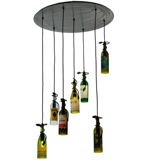 30&#34;W Tuscan Vineyard Personalized 7 Wine Bottle Cascading Pendant