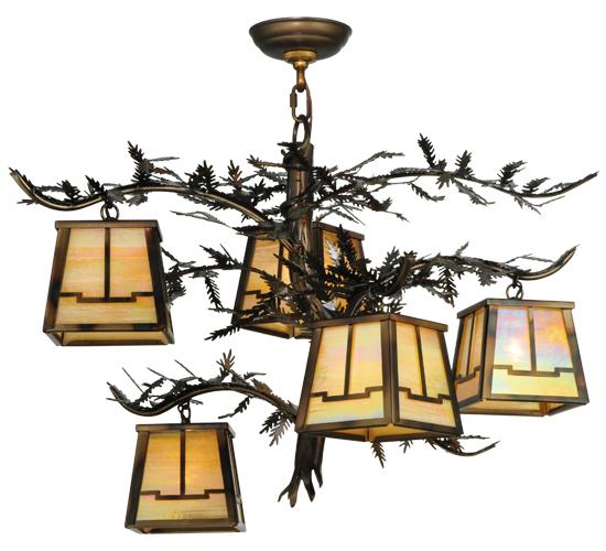 29&#34;W Pine Branch Valley View 5 LT Chandelier