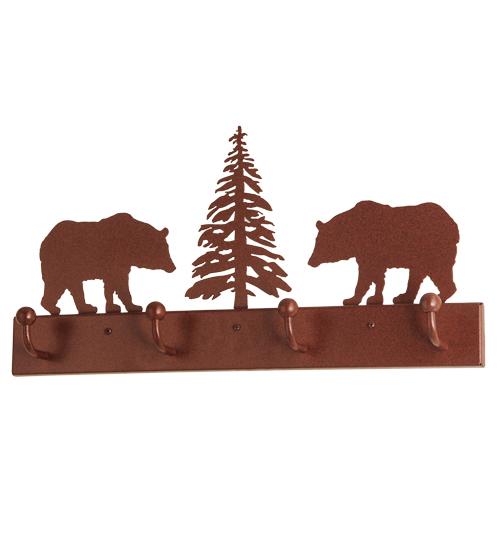 24&#34;L Bear on the Loose 4 Hooks Coat Rack