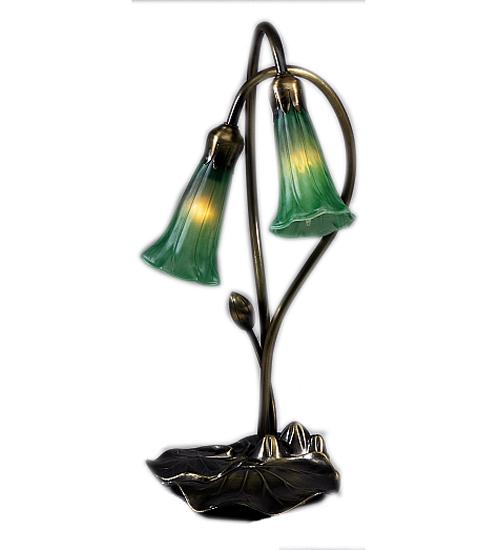 16&#34; High Green Pond Lily 2 Light Accent Lamp