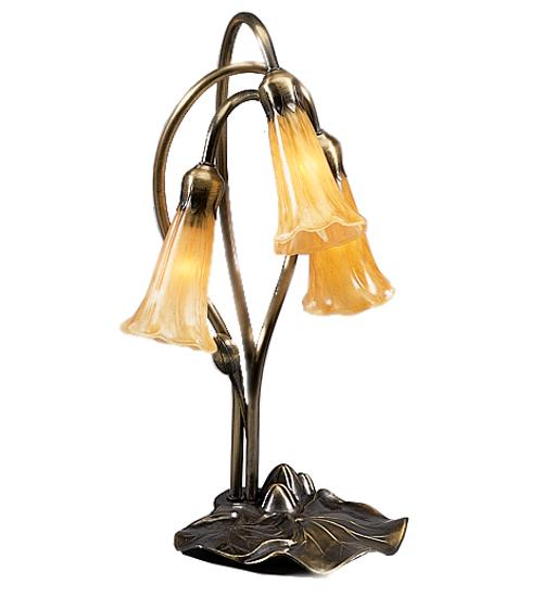 16&#34; High Amber Pond Lily 3 Light Accent Lamp