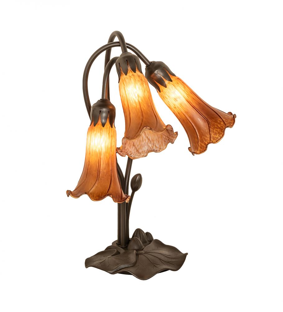 16&#34; High Amber Tiffany Pond Lily 3 Light Accent Lamp