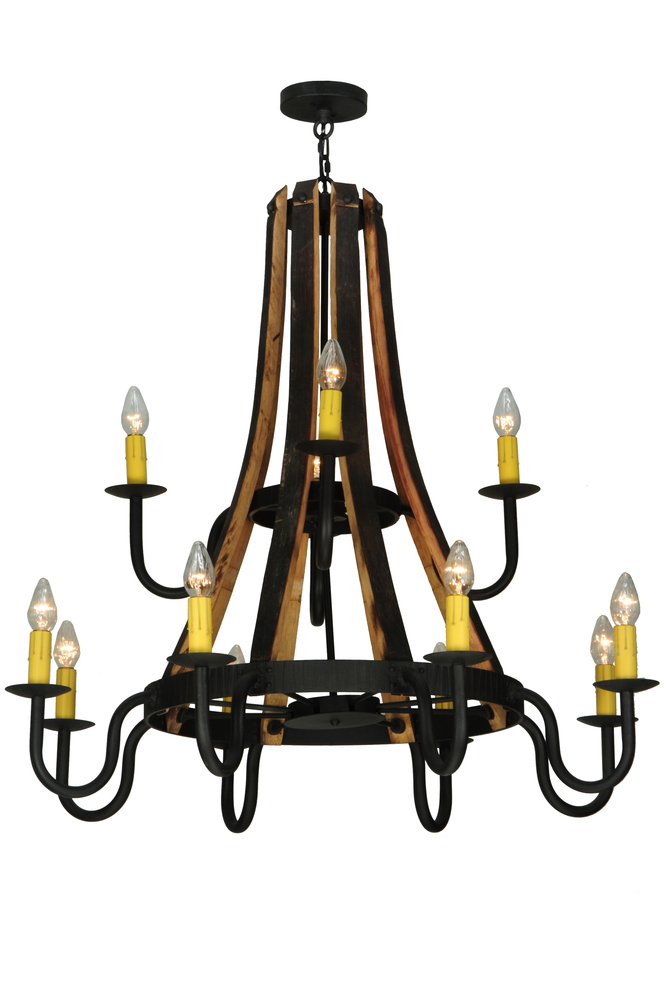 44&#34;W Barrel Stave Madera 12 LT Two Tier Chandelier