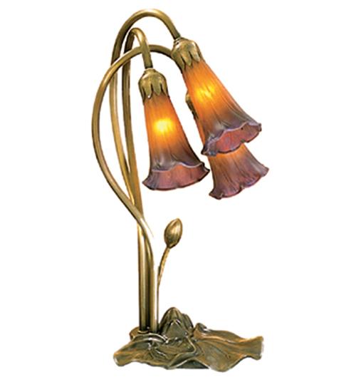 16&#34; High Amber/Purple Pond Lily 3 LT Table Base