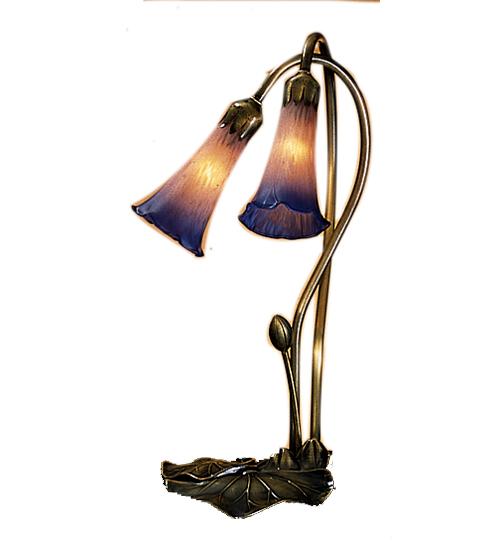 16&#34; High Pink/Blue Pond Lily 2 Light Accent Lamp