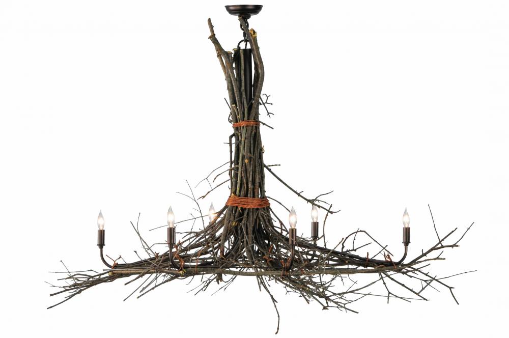 58&#34; Long Twigs 6 Light Oblong Chandelier