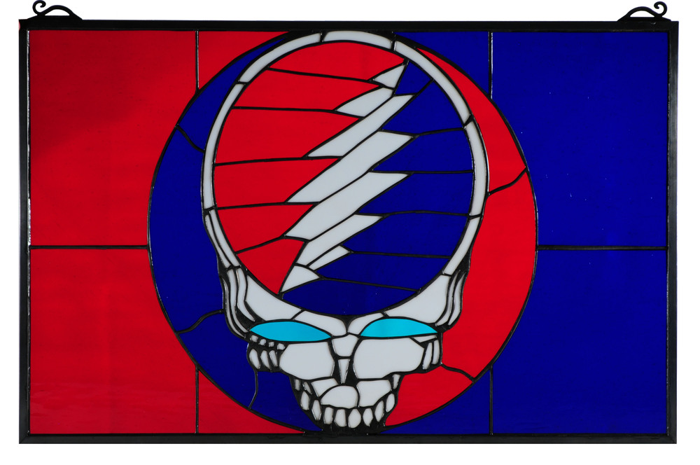 28&#34; Wide X 18&#34; High Greatful Dead Stained Glass Window