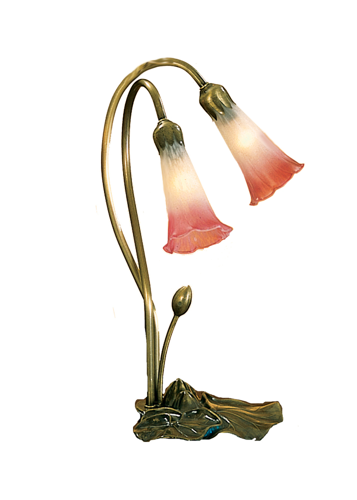 16&#34;H Pink/White Pond Lily 2 LT Accent Lamp