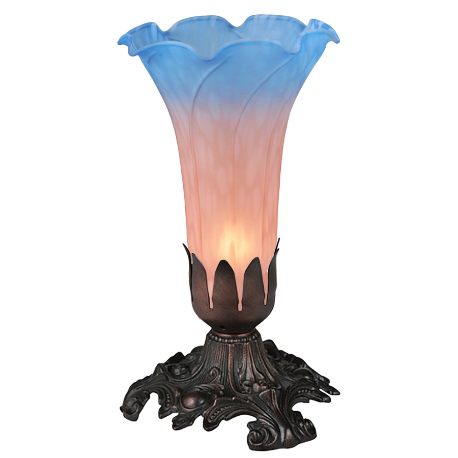 7&#34; High Pink/Blue Pond Lily Accent Lamp