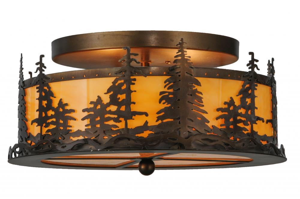 16&#34; Wide Tall Pines Flushmount