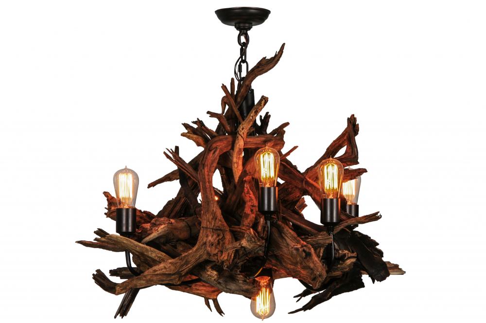 30&#34; Wide Driftwood 6 Light Chandelier