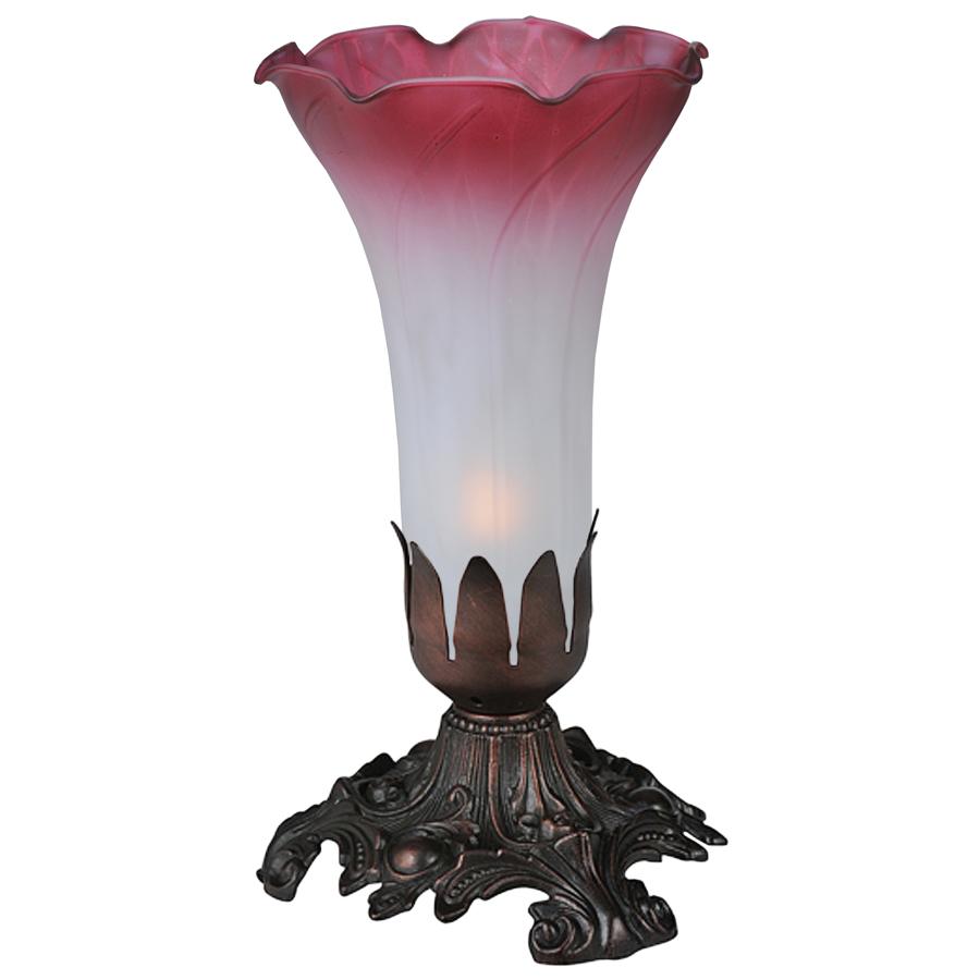 7&#34; High Pink/White Pond Lily Accent Lamp