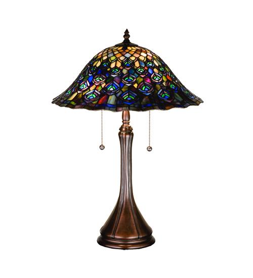 22&#34;H Tiffany Peacock Feather Table Lamp