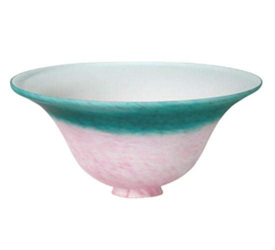 10&#34;W PINK/TEAL PATE-DE-VERRE BELL SHADE