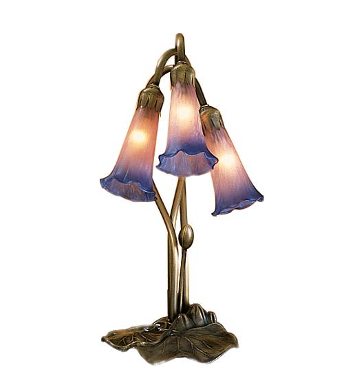 16&#34; High Pink/Blue Pond Lily 3 LT Accent Lamp