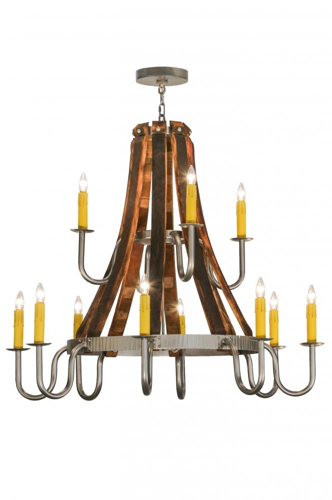 44&#34;W Barrel Stave Madera 12 LT Two Tier Chandelier