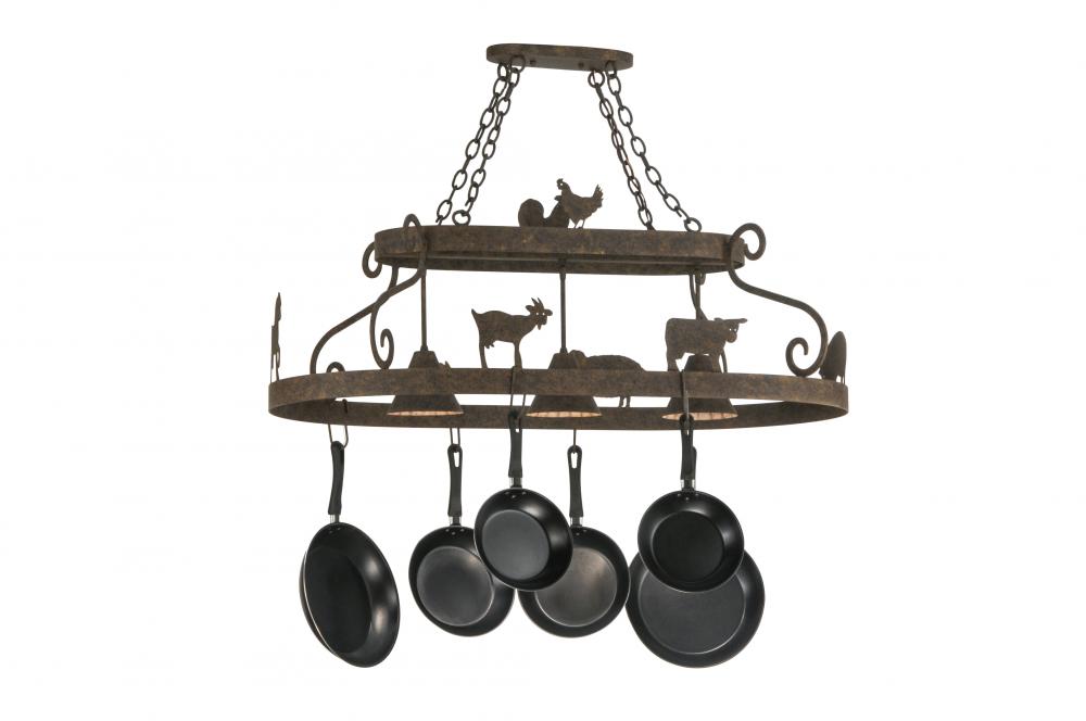 46&#34;L Barn Animals W/Downlights Pot Rack