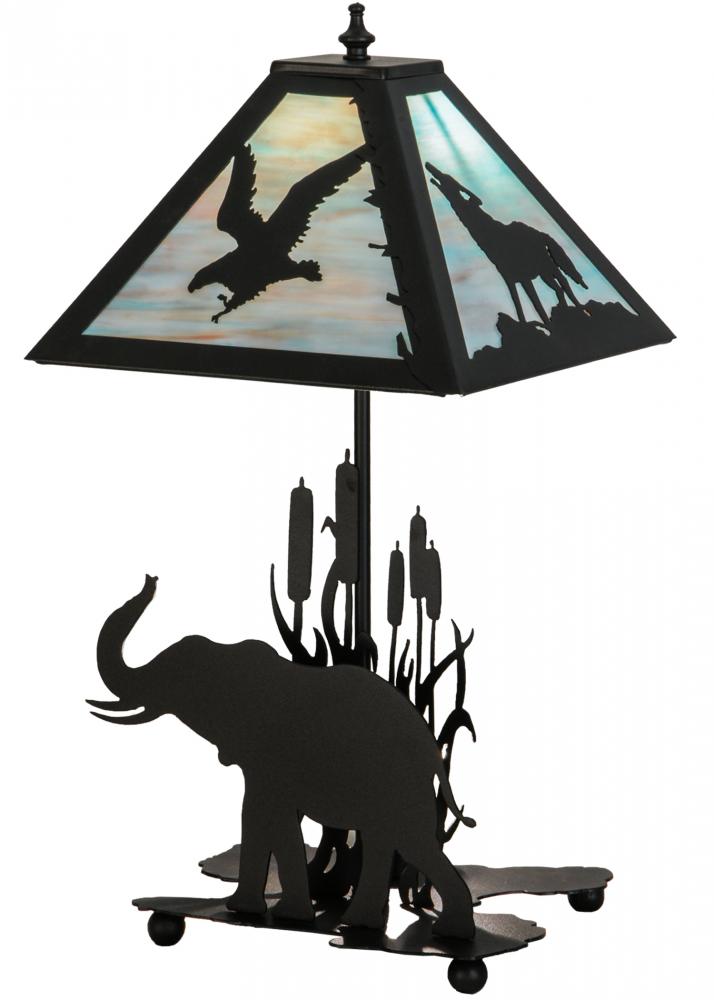 22&#34;H Wildlife on the Loose W/Lighted Base Table Lamp