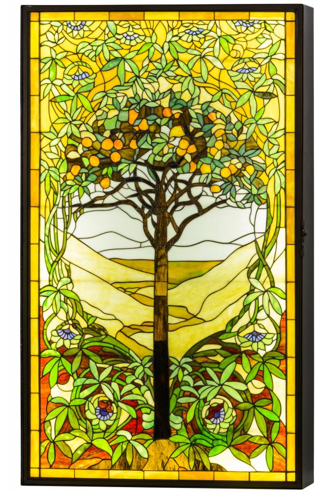 30&#34; Wide Tiffany Tree of Life Stained Glass Lighted Window