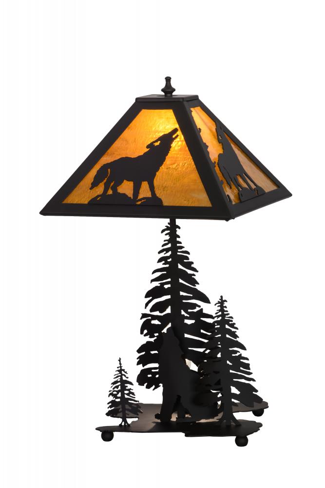 21&#34;H Howling Wolf W/Lighted Base Table Lamp