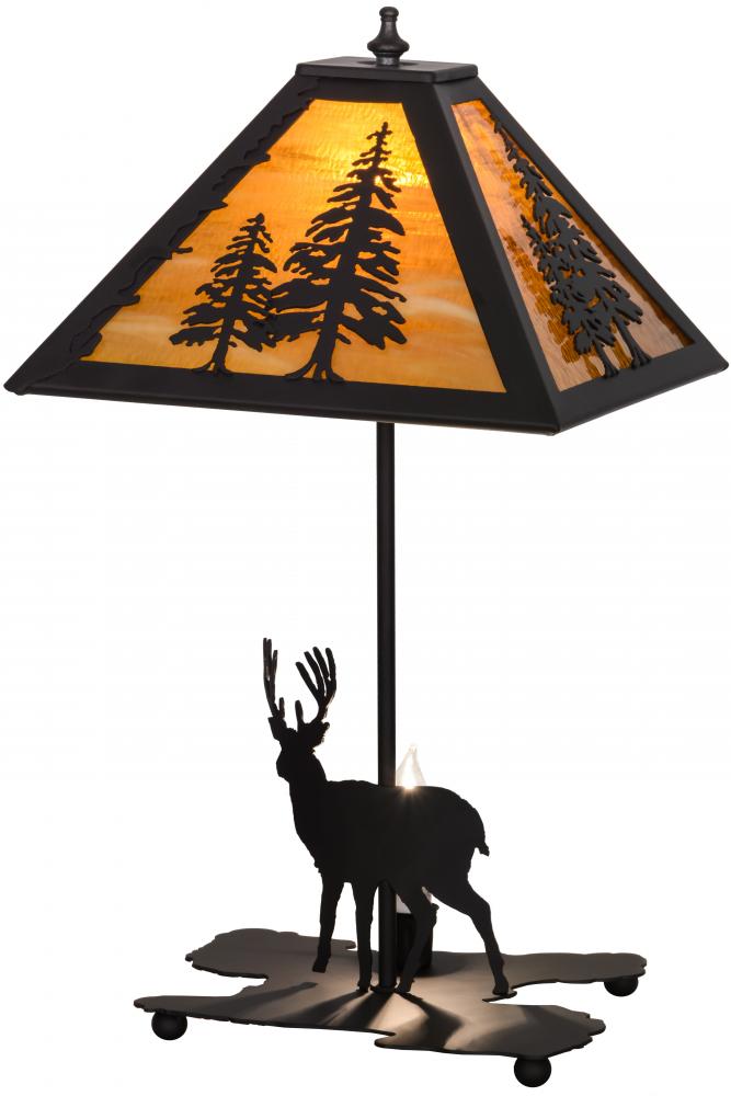 21&#34;H Lone Buck W/Lighted Base Table Lamp