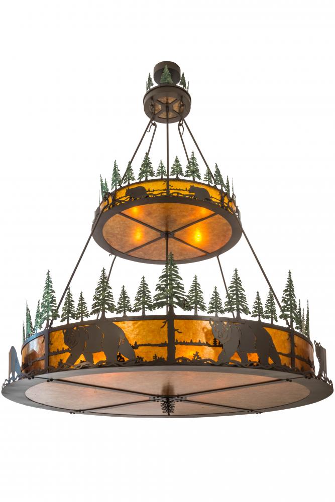 72&#34; Wide Bear in the Woods Two Tier Inverted Pendant