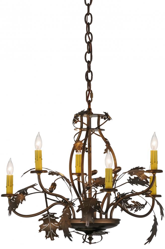 28&#34;W Oak Leaf & Acorn 6 LT Chandelier