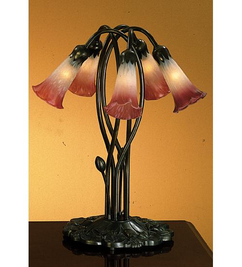 17&#34; High Pink/White Pond Lily 5 LT Accent Lamp