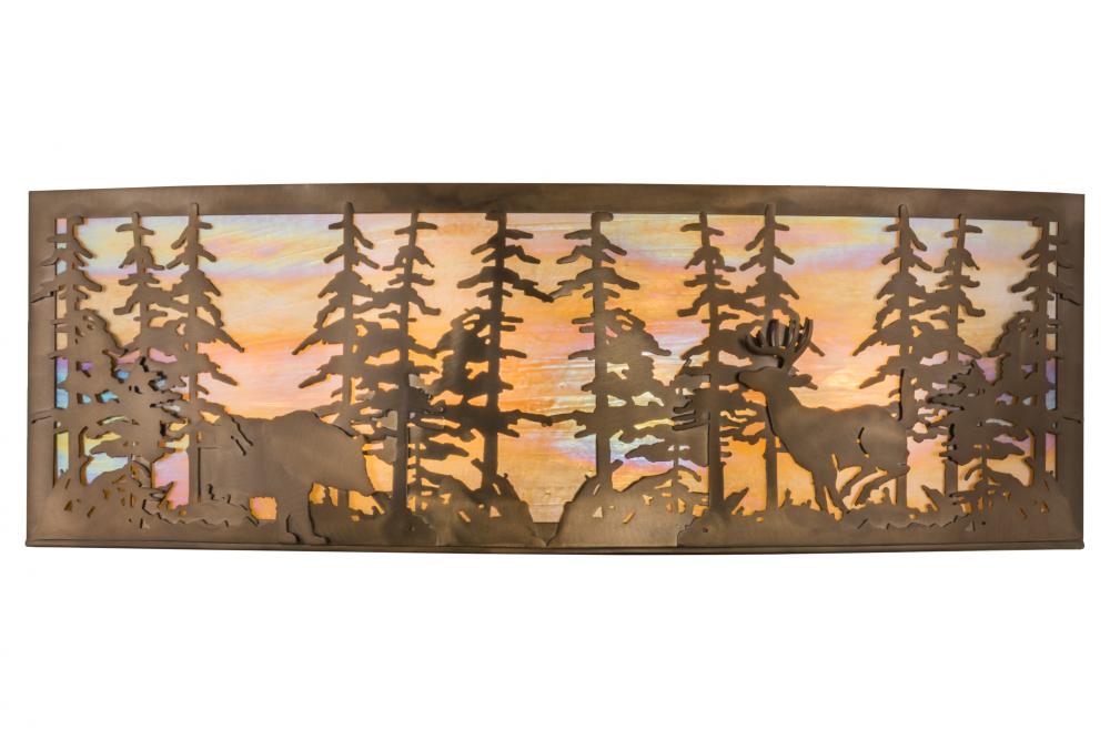 36&#34;W Tall Pines W/Bear & Deer Wall Sconce