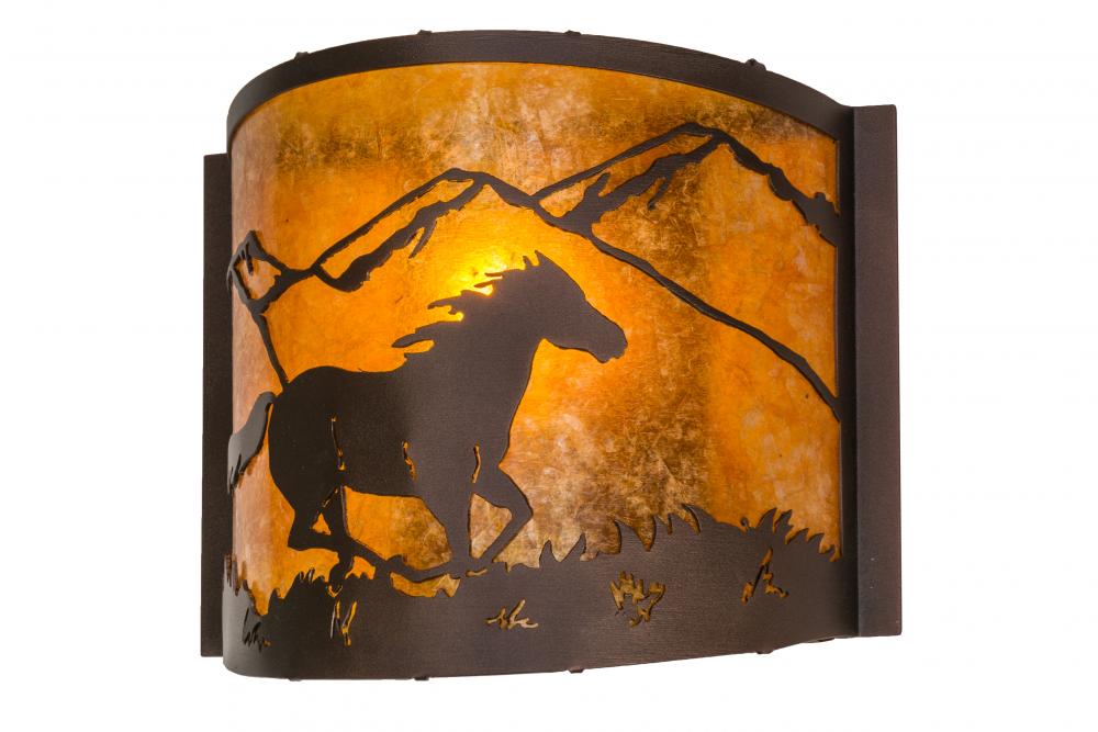 12&#34; Wide Running Horses Wall Sconce